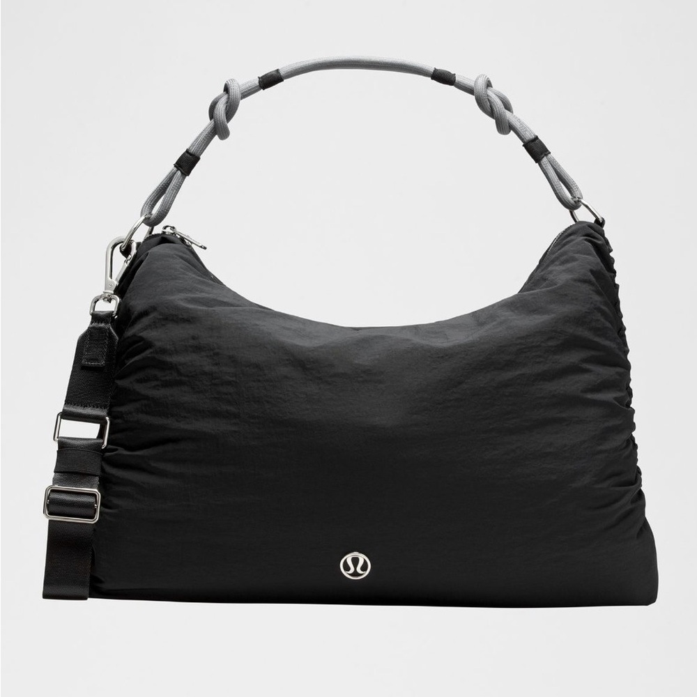 Convertible Ruched Crossbody Bag Large 16L Black/Asphalt Grey
